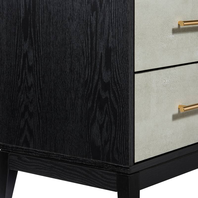 Sango Shagreen 2 Drawer Nightstand, Black- Stylish and Functional Storage