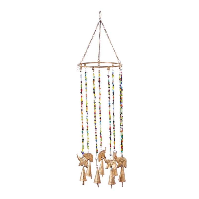 Gold Iron Eclectic Windchime 17 x 7 x 7 - 7 x 7 x 17