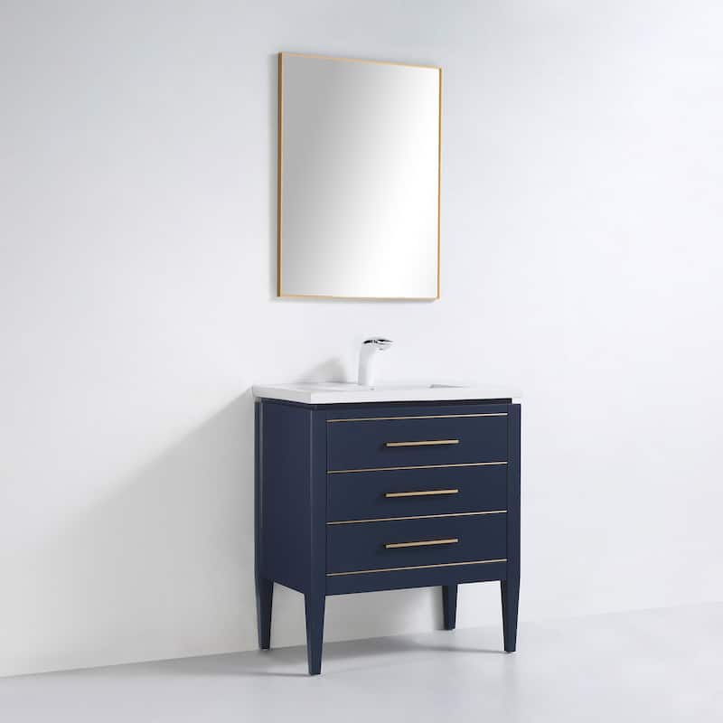 Ayer 30" Single Bathroom Vanity Set - 18D x 30W x 34H - Blue - Brass Trim