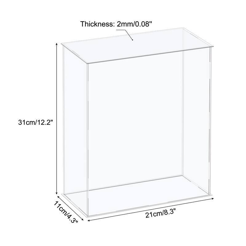Acrylic Display Case Plastic Box Cube Storage Box Assemble Showcase - 8.3x4.3x12.2 Inch