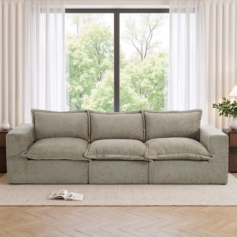 No Assembly Chenille Modular Sectional Sofa Comfy Cloud Couch