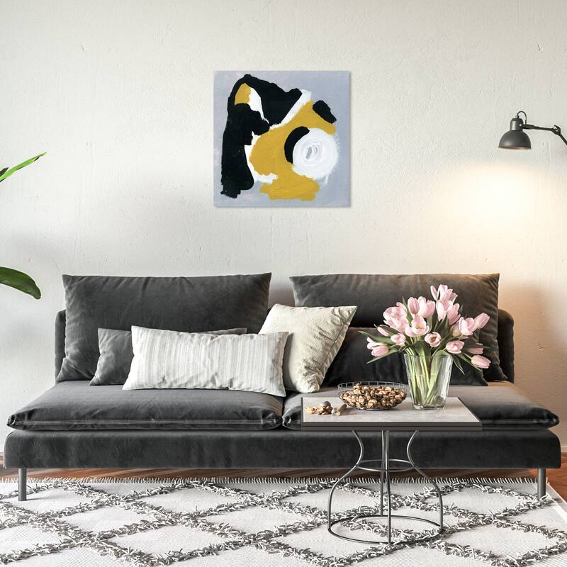 Wynwood Studio Canvas Abstract Toca Discos Yellow and Mustard Modern & Contemporary Wall Art Canvas Print - 20 x 20