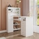 preview thumbnail 4 of 18, Modern White Manicure Table with Built-in Nail Dust Collector and Storage Drawers, Tempered Glass Shelf