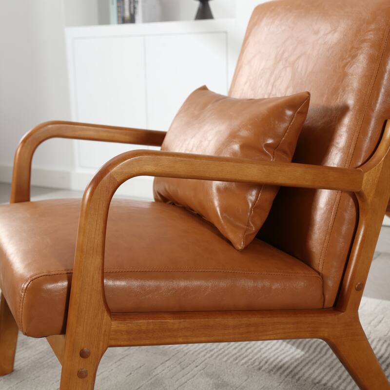 Light Brown Modern 23.2" Accent Chair with Pillow