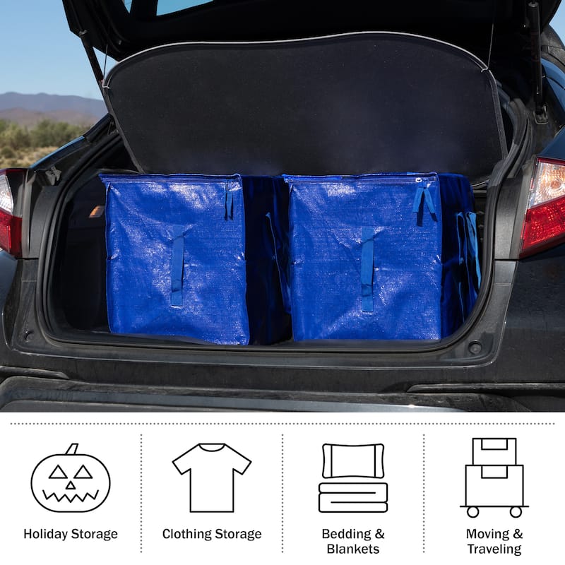 10-Pack Extra Large Storage Bags with Dual Zippers by Home-Complete (Blue) - Pack of 10