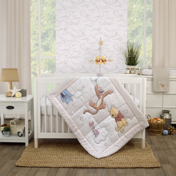 slide 2 of 5, Disney Winnie the Pooh Blustery Day 3 Piece Nursery Crib Bedding Set