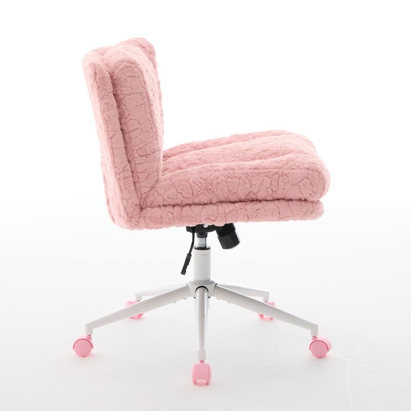 Artificial rabbit hair Home Office Chair with Metal Base, Adjustable Desk Chair Swivel Chair