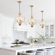preview thumbnail 2 of 10, Modern Gold 3-Light Lantern Chandelier Kitchen Island Pendant Lights