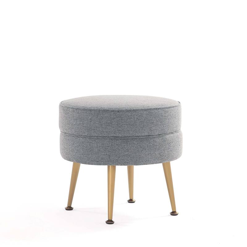 Upholstered Accent Ottoman with Metal Legs Mid Century Modern Design - Grey