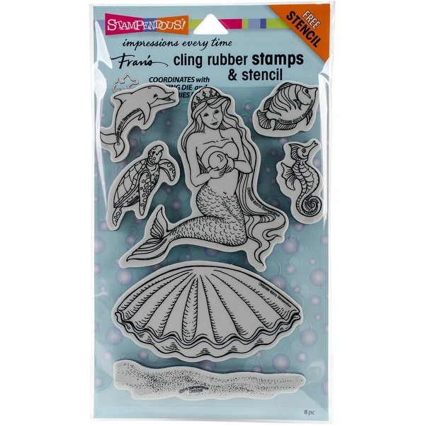 Stampendous Cling Stamps & Stencils 5"X7"-Mermaid