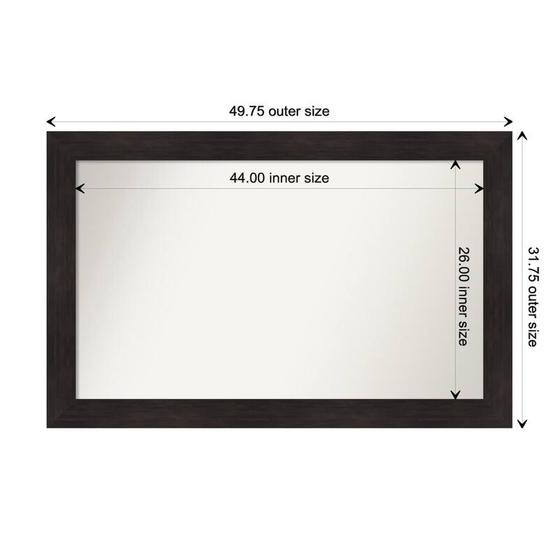 Furniture Espresso Framed Non-Beveled Custom Wall Mirror, Bathroom Vanity Mirror - Outer Size: 49.75 x 31.75