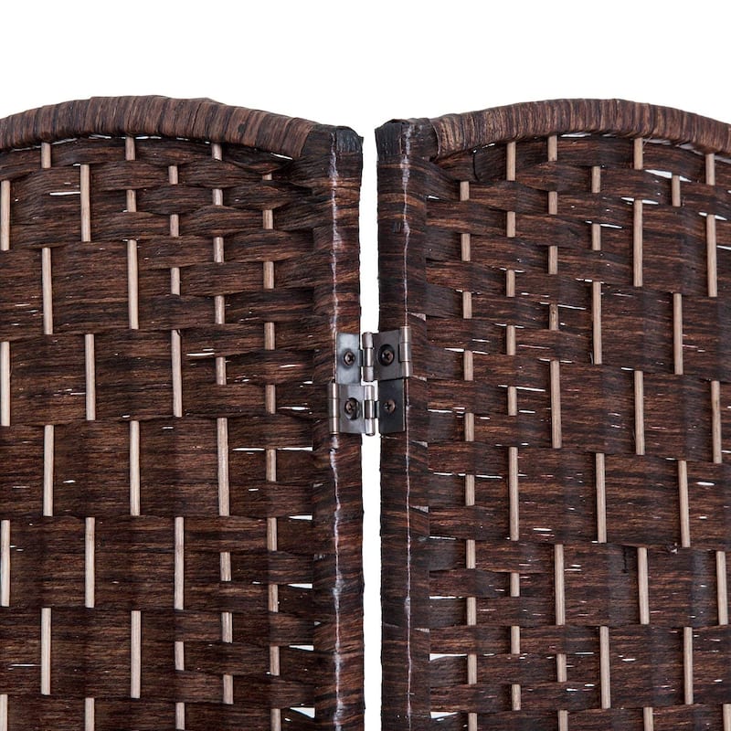HomCom 6' Tall Wicker Weave Four Panel Room Divider Privacy Screen - Chestnut Brown
