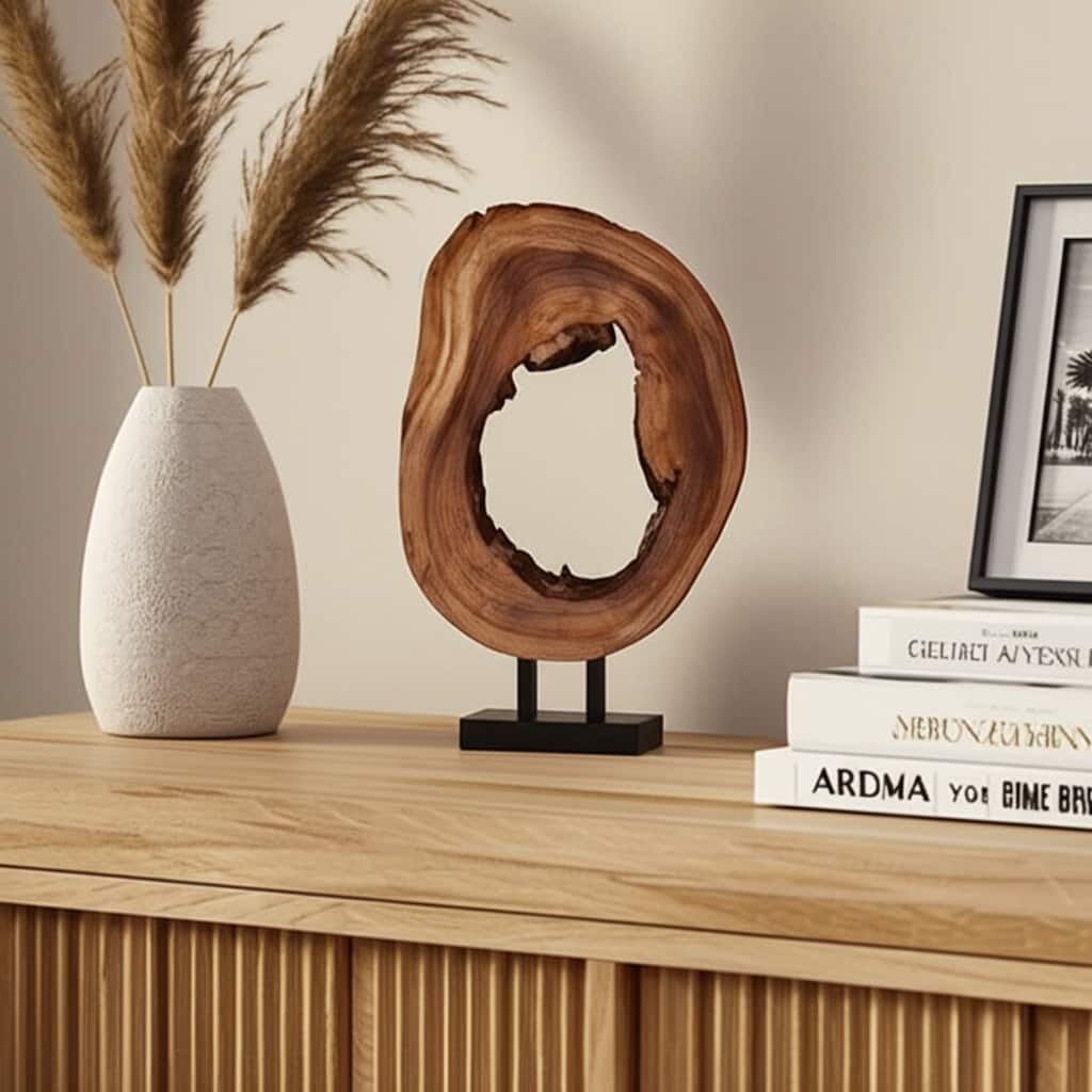 Wood Sculpture Natural Ring Base - 25" Brown/Black - 15.5" x 4" x 24.5"