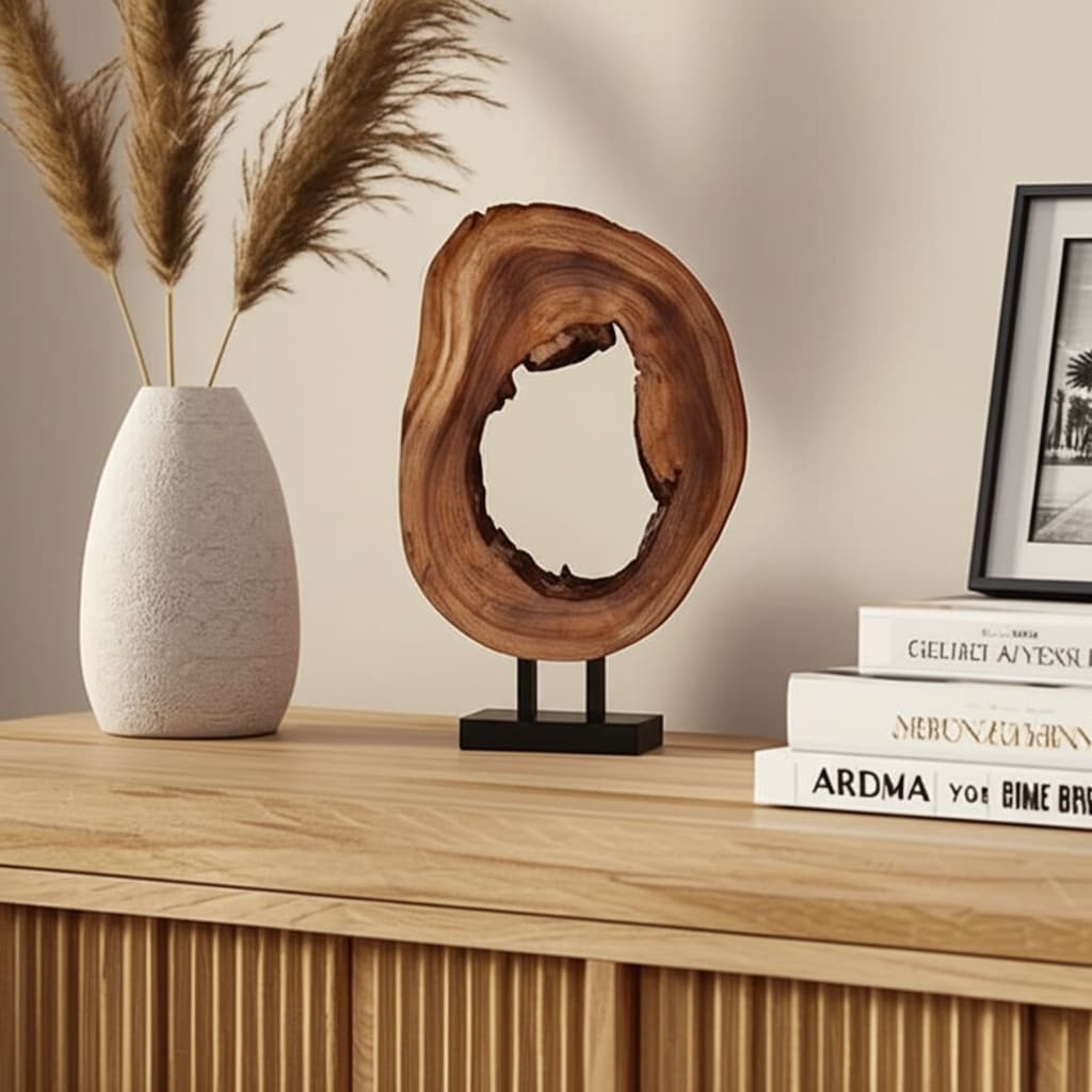 Wood Sculpture Natural Ring Base - 25" Brown/Black - 15.5" x 4" x 24.5"