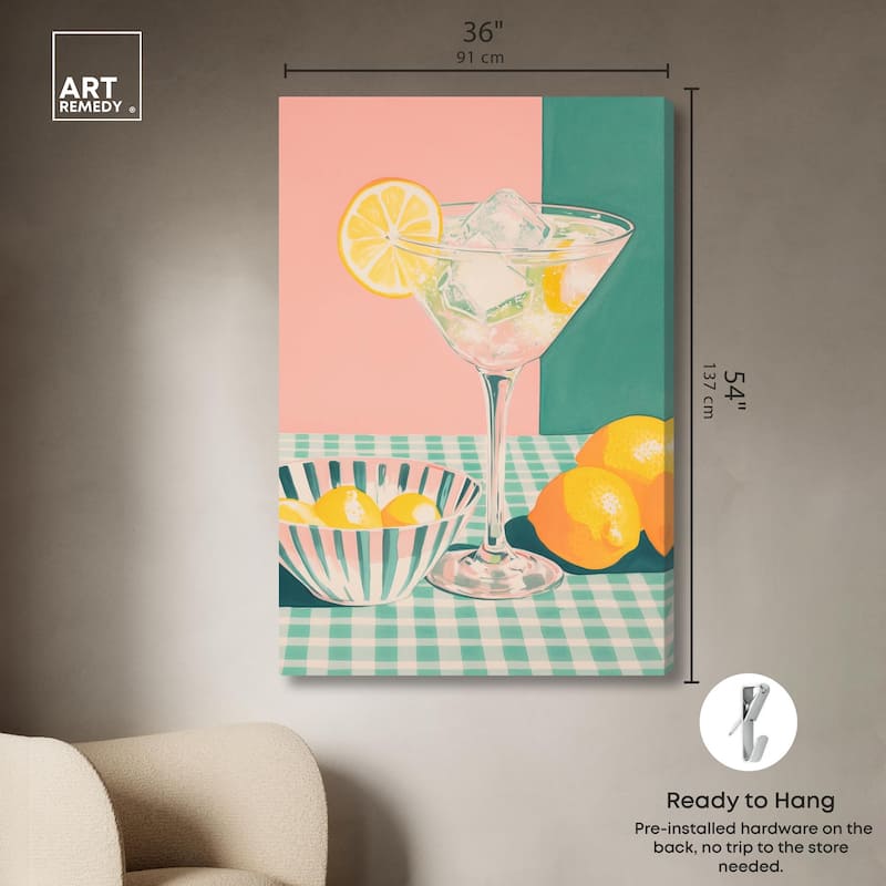 Lemon Slice Drink Canvas by Art Remedy, Gallery Wrapped
