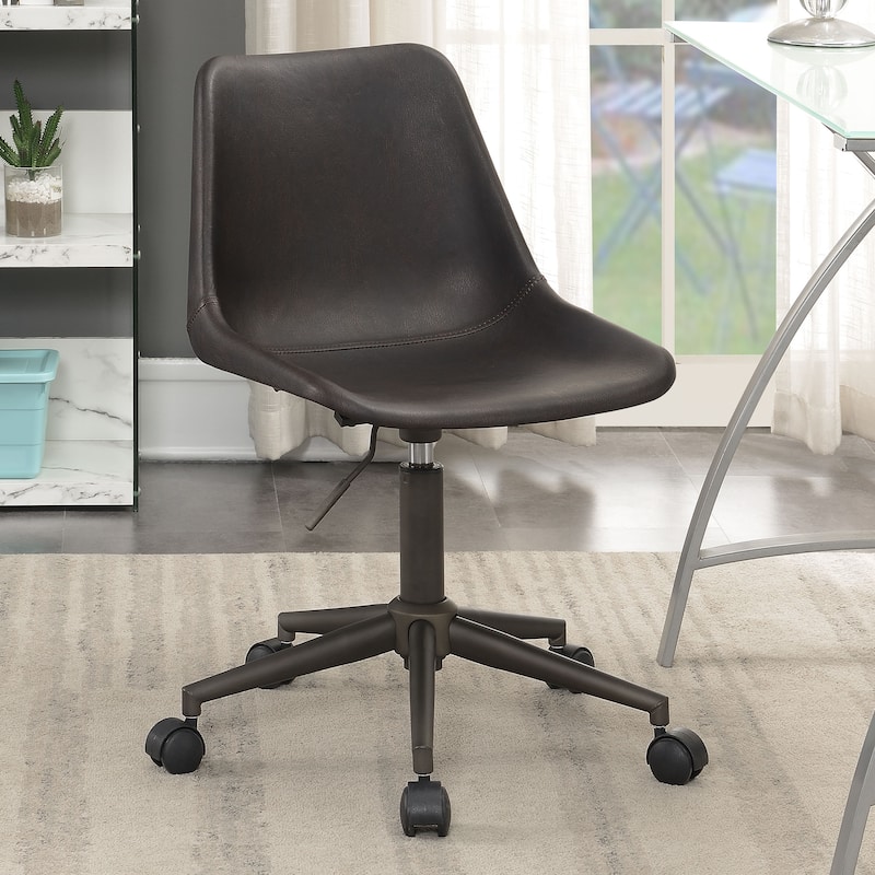 Carnell Upholstered Adjustable Home Office Desk Chair Brown