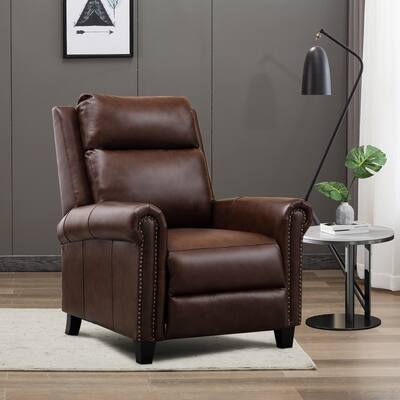 Top Grain Leather Pushback Recliner Chair