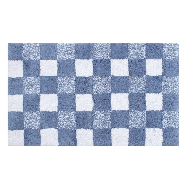 Chesapeake Cubic Bar Cotton Tufted Bath Rug 24"X40" - Ocean Blue