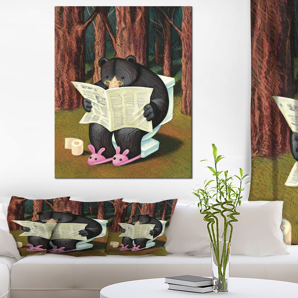 Bear in the Woods - Animal Digital Art Canvas Print