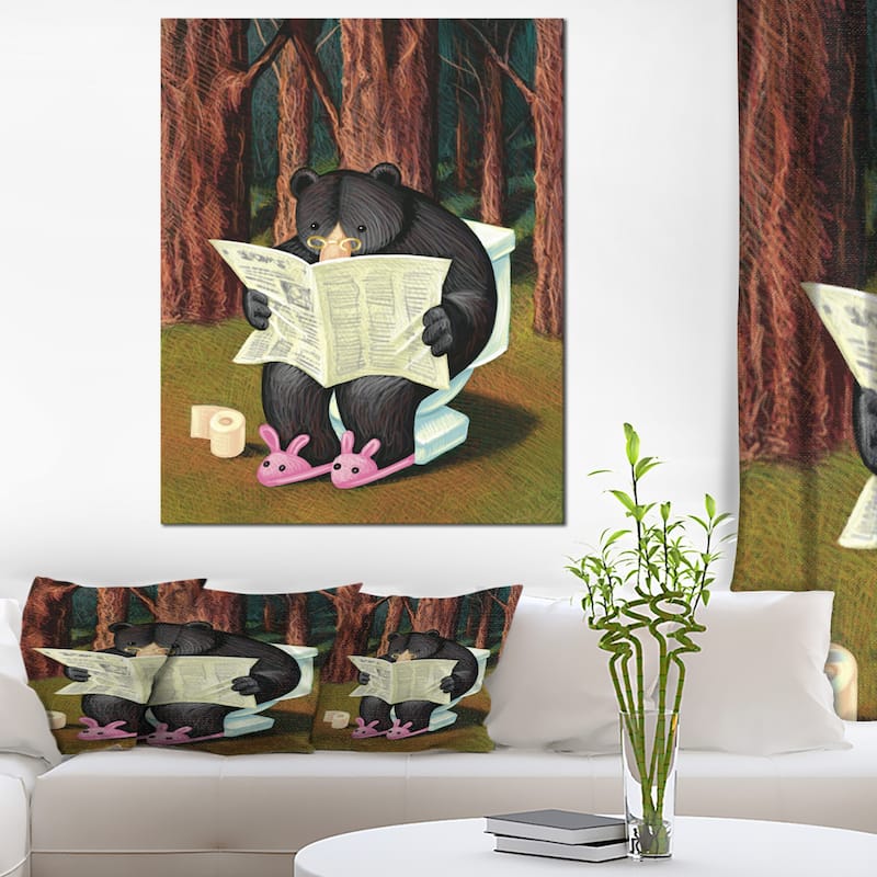 Bear in the Woods - Animal Digital Art Canvas Print - 30 in. wide x 40 in. high - 1 Panel