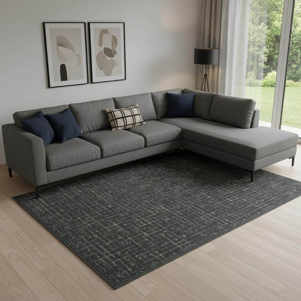 HomeRoots Abstract Geometric Modern, Contemporary Rectangle Area Rug