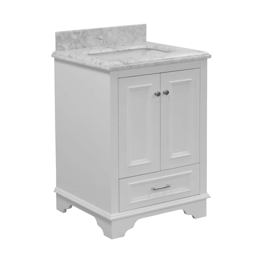 KitchenBathCollection Nantucket 24" Bathroom Vanity with Carrara Marble Top