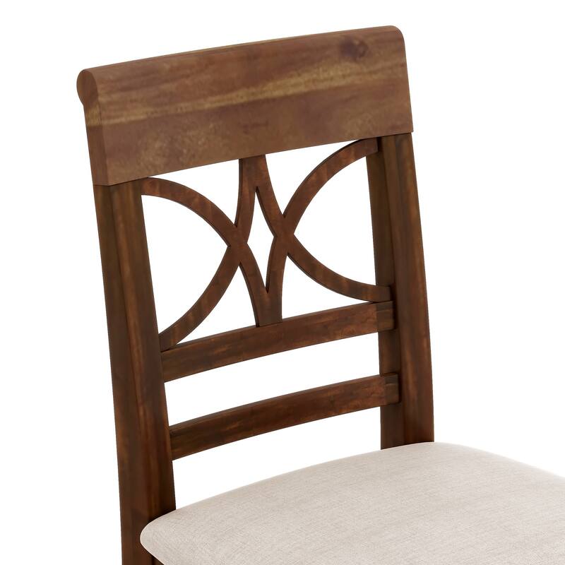 6-Piece Rustic Counter Height Dining Table Set, Rectangular Wood Table Set with Storage Shelf, Bench and 4 Chairs for Kitchen