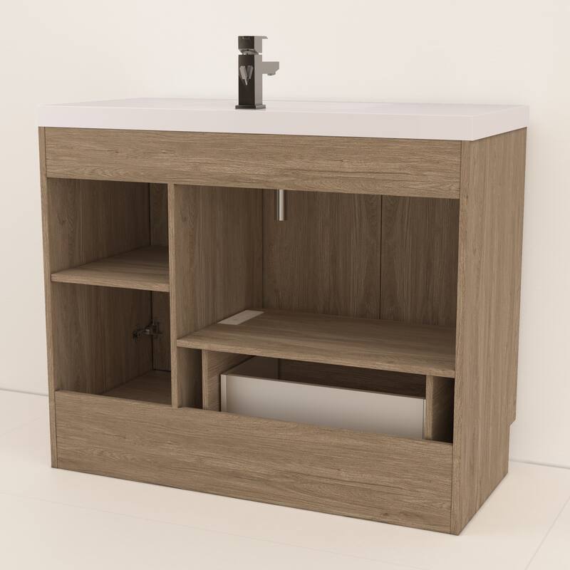 Milano 42" Freestanding (Left Doors) Bathroom Vanity with Reinforced Acrylic Sink