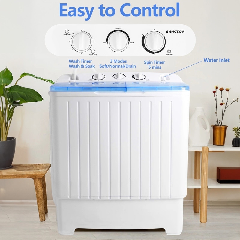 Portable Mini Washing Machine, 17 Lbs Capacity Washer and Spinner Combo, 2  in 1 Compact Twin