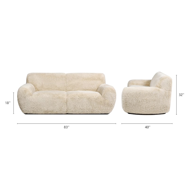 Summit 83" Rustic Farmhouse Mongolian Sheepskin Overstuffed Sofa