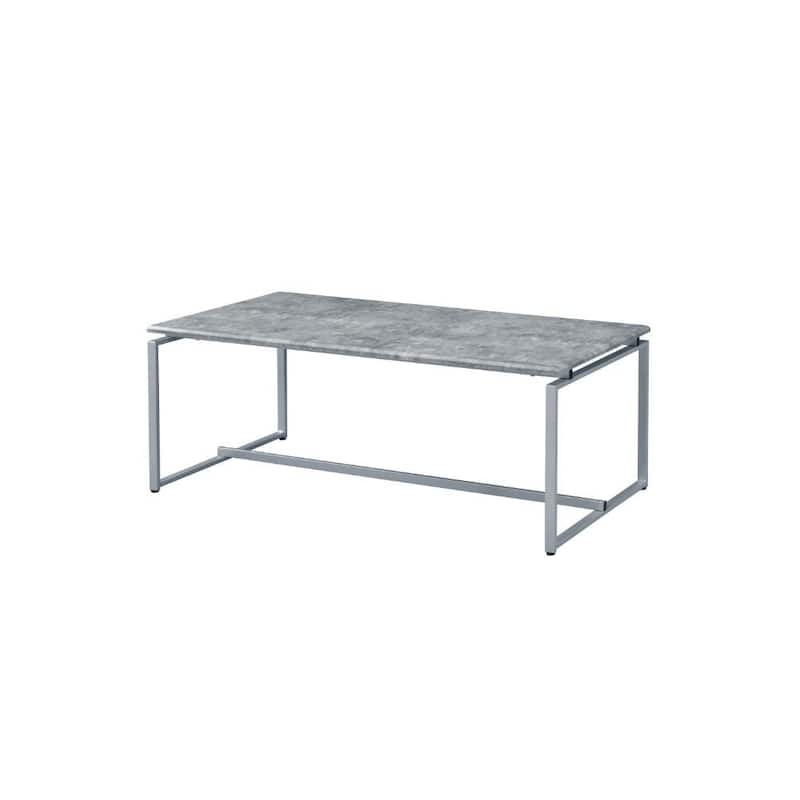 47" Grey Silver PVC Veneer Metal Sled Coffee Table for Living Room - 47” x 22” x 18”