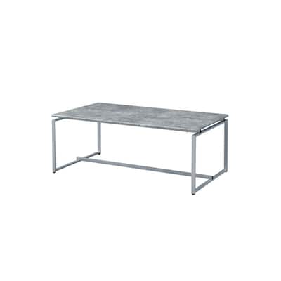 HomeRoots 47" Silver And Faux Concrete Pvc Veneer Rectangular Coffee Table