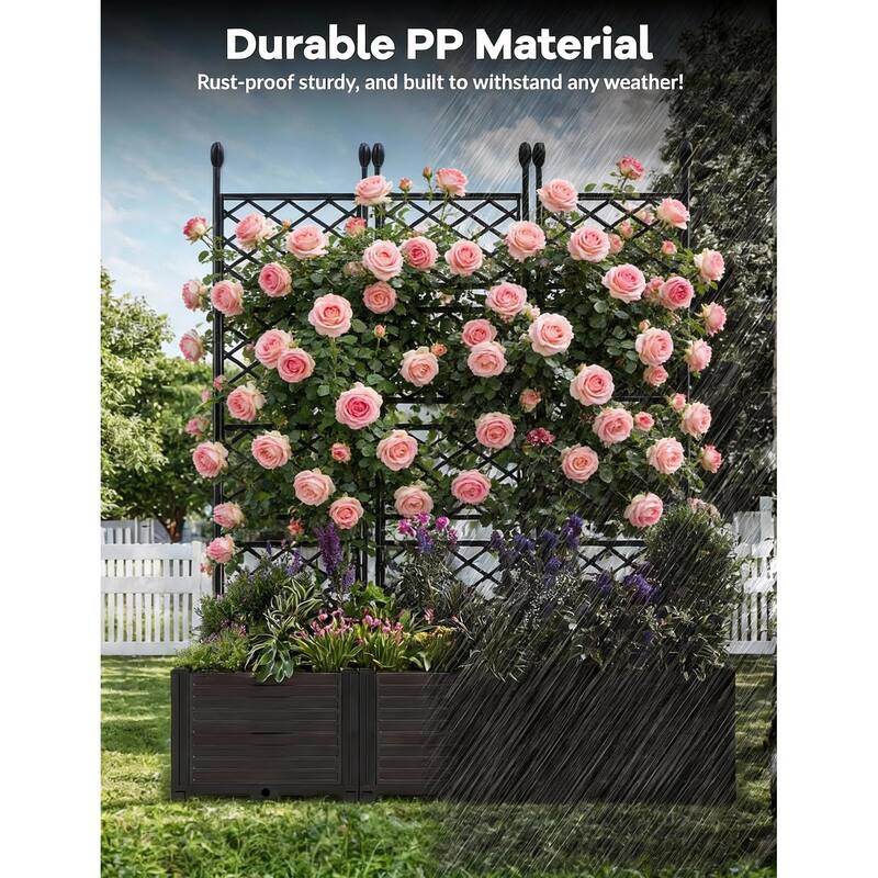 Raised Garden Bed, with Trellis & Privacy Screen