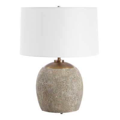 Concrete Table Lamp with Tapered Shade - 25.5" - Antique Brass Finish