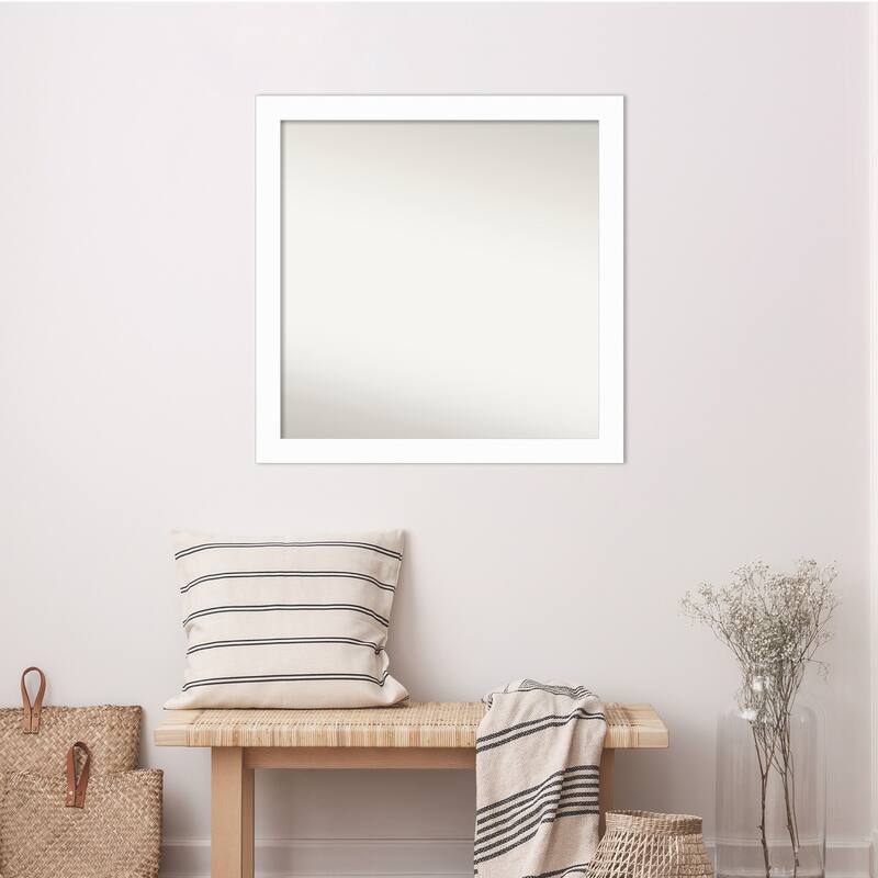 Basic Narrow Non-Beveled Wood Framed Wall Mirror