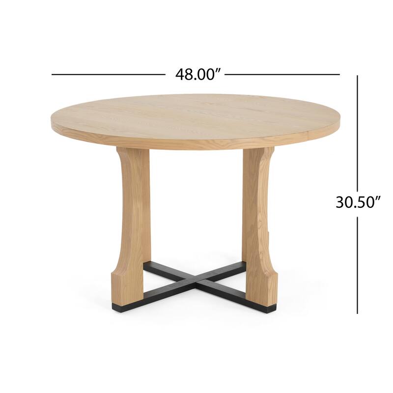 Roomfitters 48" Round Dining Table with Solid Wood Top and Sturdy Cross Base, Modern Kitchen and Dining Room Table