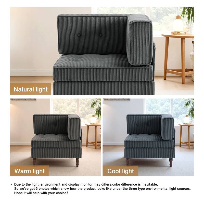 Modern Corduroy Corner Armchair Armless Chair sofa