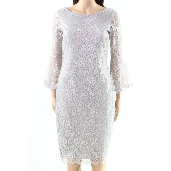 calvin klein lace bell sleeve sheath dress