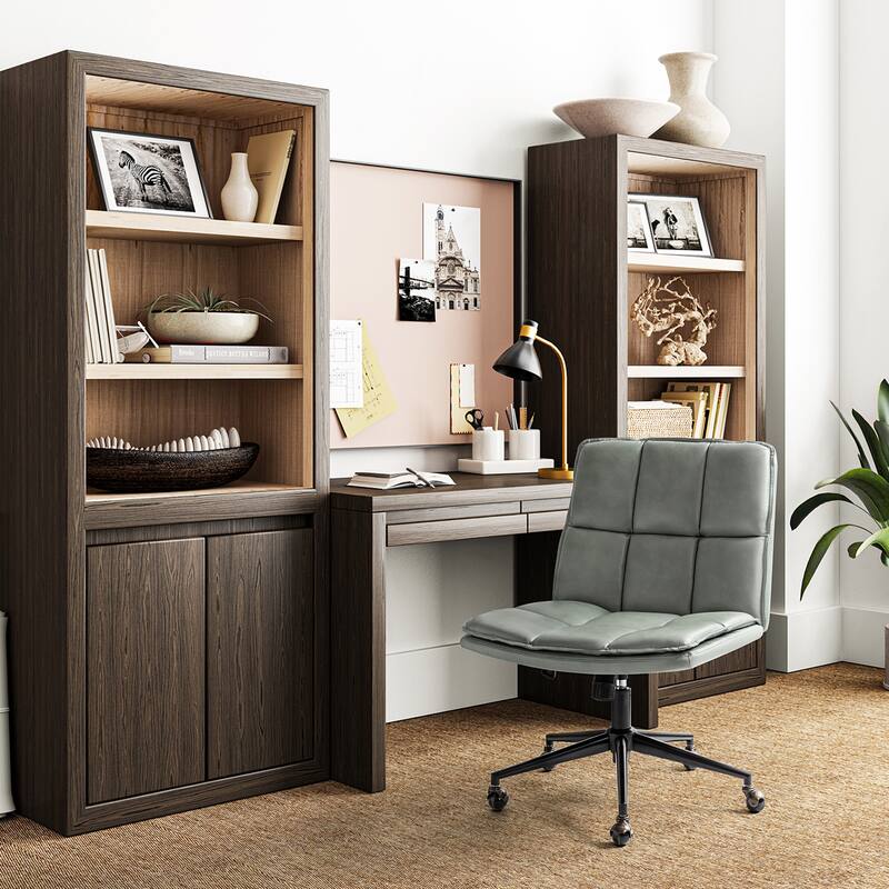 Judy Mid-century Modern Oversize Faux Leather Swivel Tilting Task Office Chair By HULALAHOME