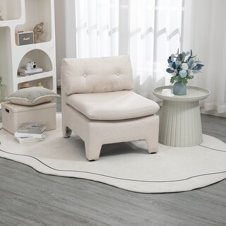 Armless Barrel Chairs Single Accent Sofa Lazy Deep Seat Reading Chair ...