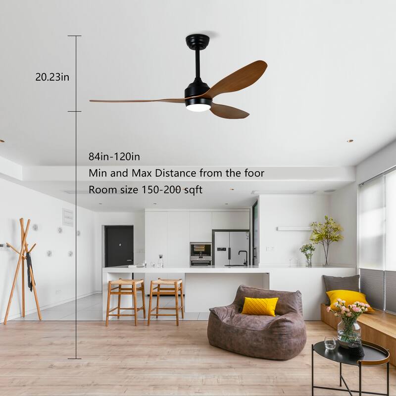 Sofucor 52" Ceiling Fan with Lights Quiet DC Motor 3 ABS Blade 6 Speed Levels,Remote Control,for Patio Living Room,Bedroom