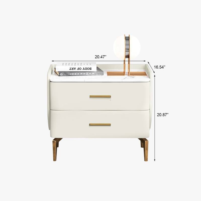 20" Modern Bedroom Nightstand with 2 Drawers, Bedside End Tables