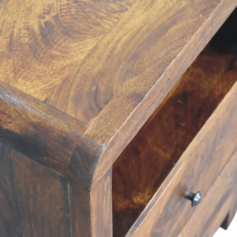 HomeRoots 24" Chestnut Solid Wood Two Drawer Nightstand