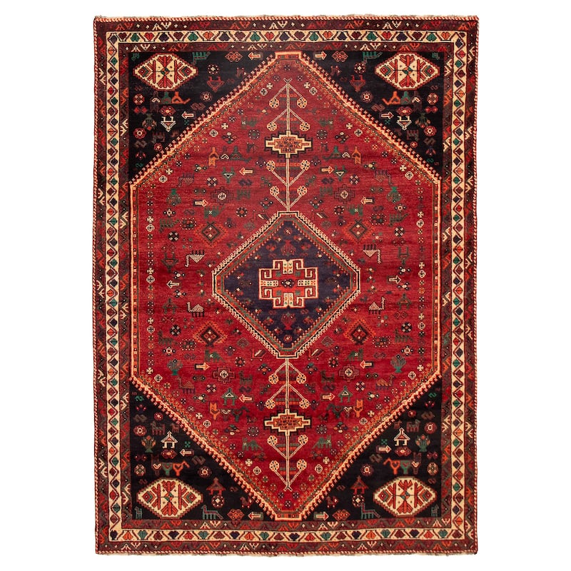 ECARPETGALLERY Hand-knotted Melis Red Wool Rug - 7'1 x 9'10 - Red - 7'1 x 9'10