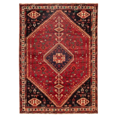 ECARPETGALLERY Hand-knotted Melis Red Wool Rug - 7'1 x 9'10