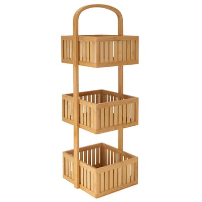 Organize It All 3 Tier Bamboo Stationary Caddy - 10.63" x 10.63" x 32"