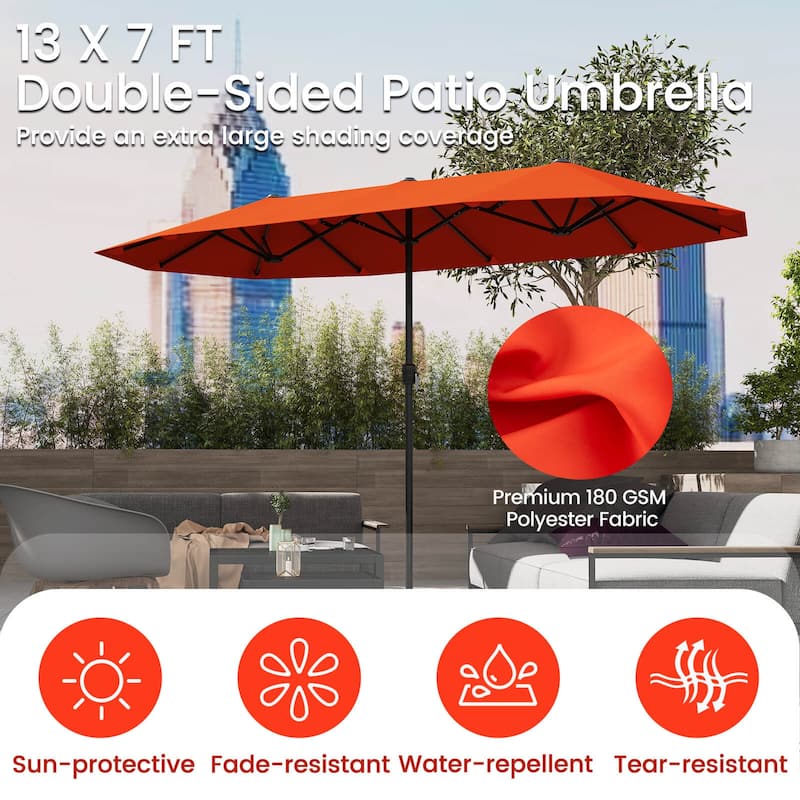 Costway 13 FT Large Patio Umbrella Outdoor Double-Sided Table Market - See Details