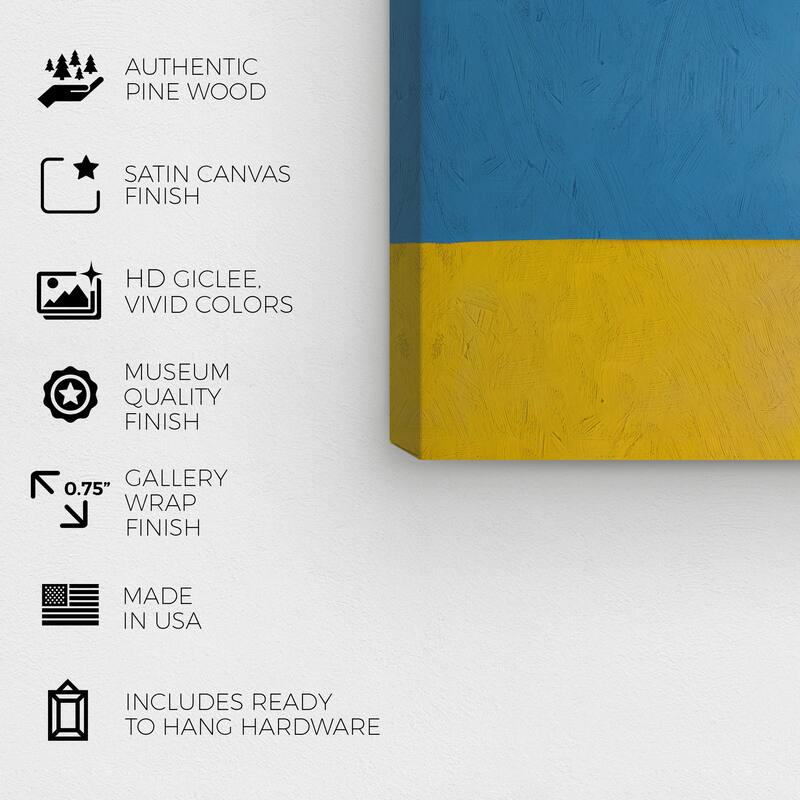 Wynwood Studio Canvas Floral and Botanical I think Summer Florals Blue and Mustard Traditional Wall Art Canvas Print