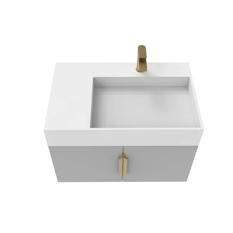 Amazon 30" Wall Mounted Bathroom Right Basin Vanity Set w/ White Top