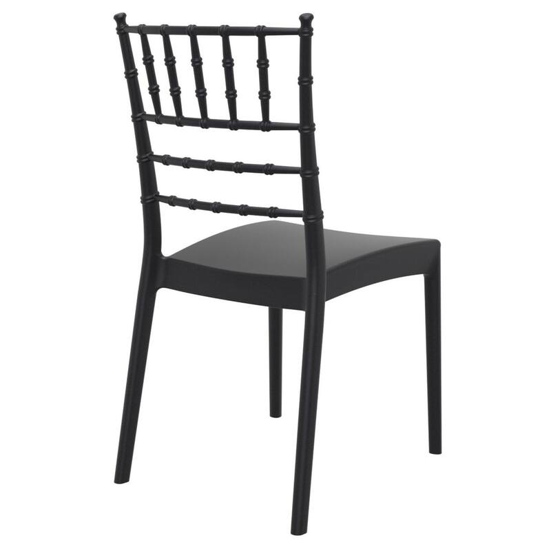 36" Black Stackable Outdoor Patio Armless Dining Chair